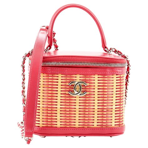 chanel small vanity case rattan